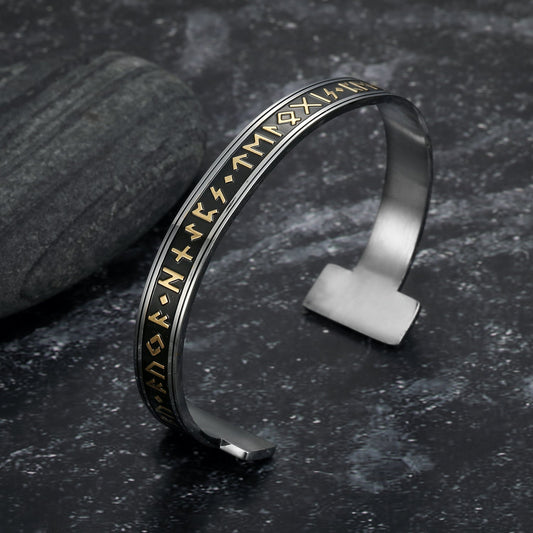 Handcrafted Stainless Steel Elder Futhark Rune Bracelet