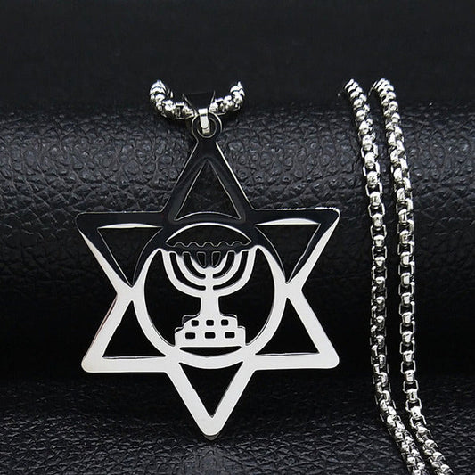 Menorah Star David Necklace