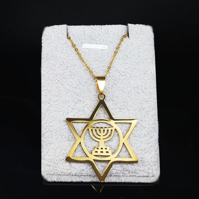 Menorah Star David Necklace