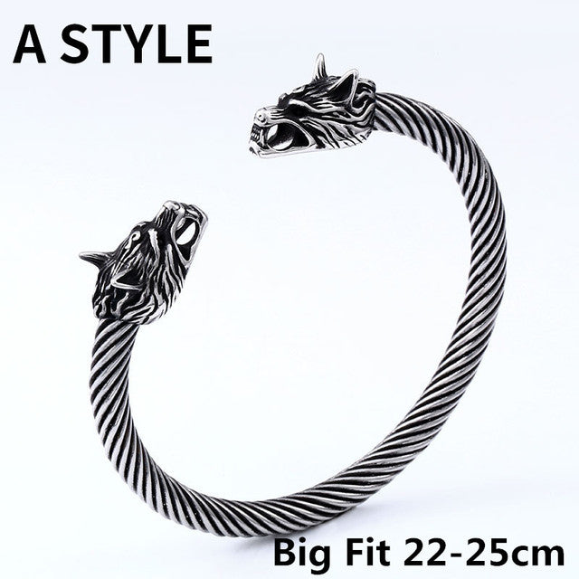 Double Wolf Head Bracelet