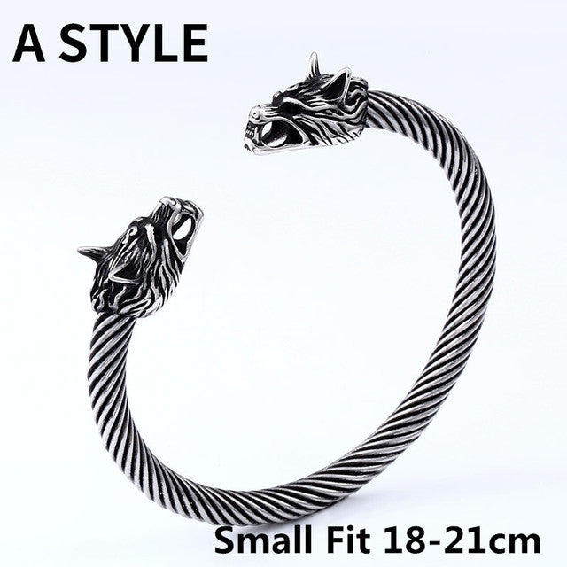 Double Wolf Head Bracelet